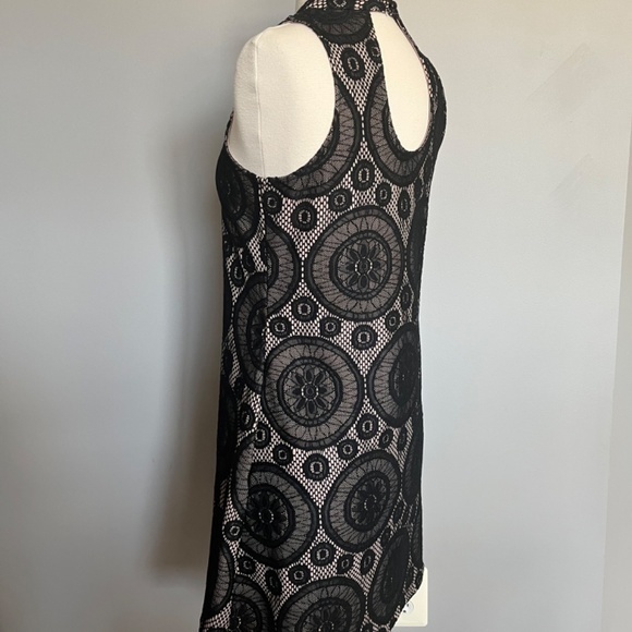 American Rag Disco Diva Style Hollywood 1970 Lace Mini Sleeveless Cocktail Dress - Picture 3 of 7